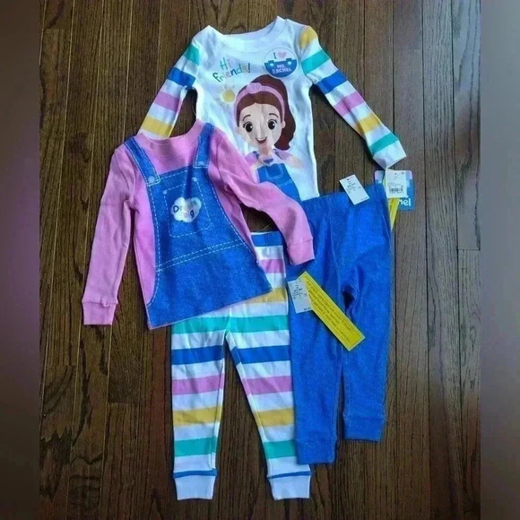 NWT Ms. Rachel Girls 2T 4pc Long-Sleeves/Pants Pajama Set - 100% cotton - Picture 1 of 5